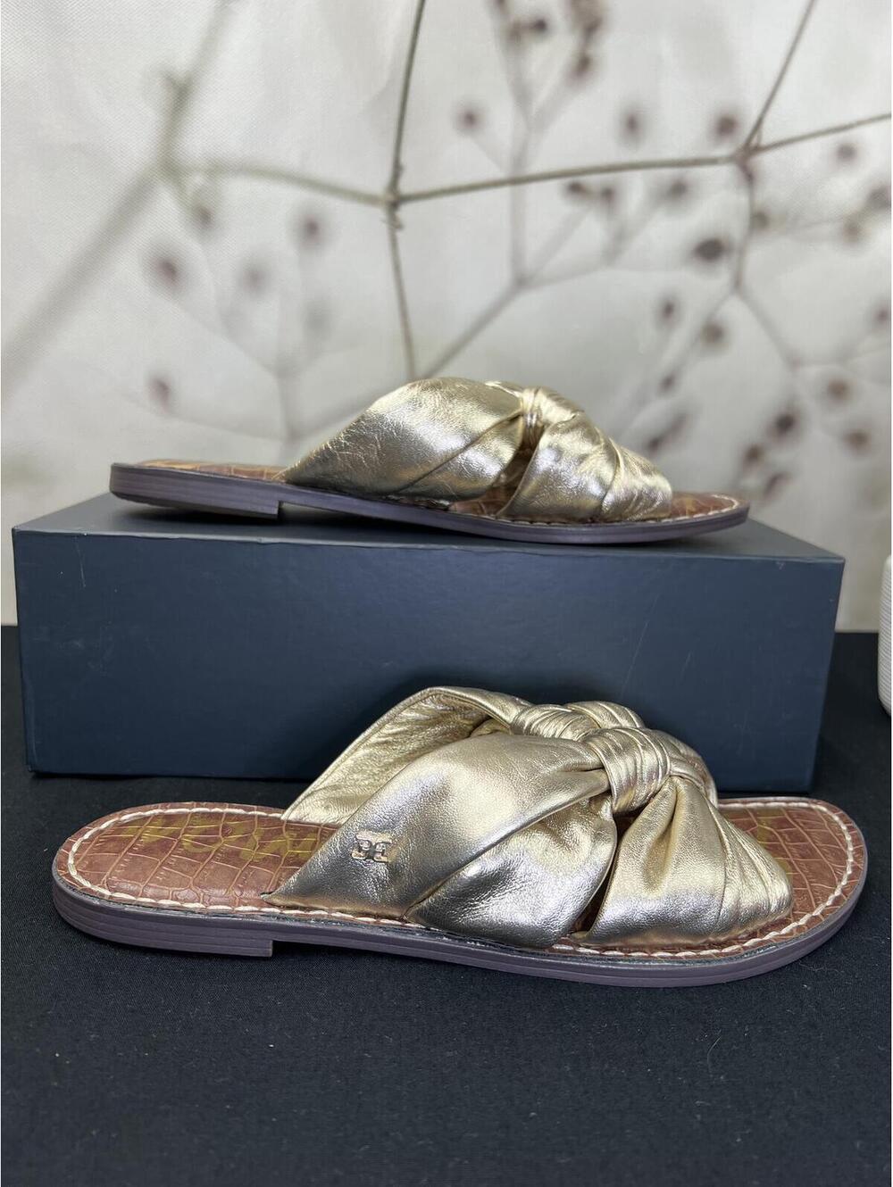 SAM EDELMAN Gold Leather Sandals Sizen8 - Picture 2 of 9